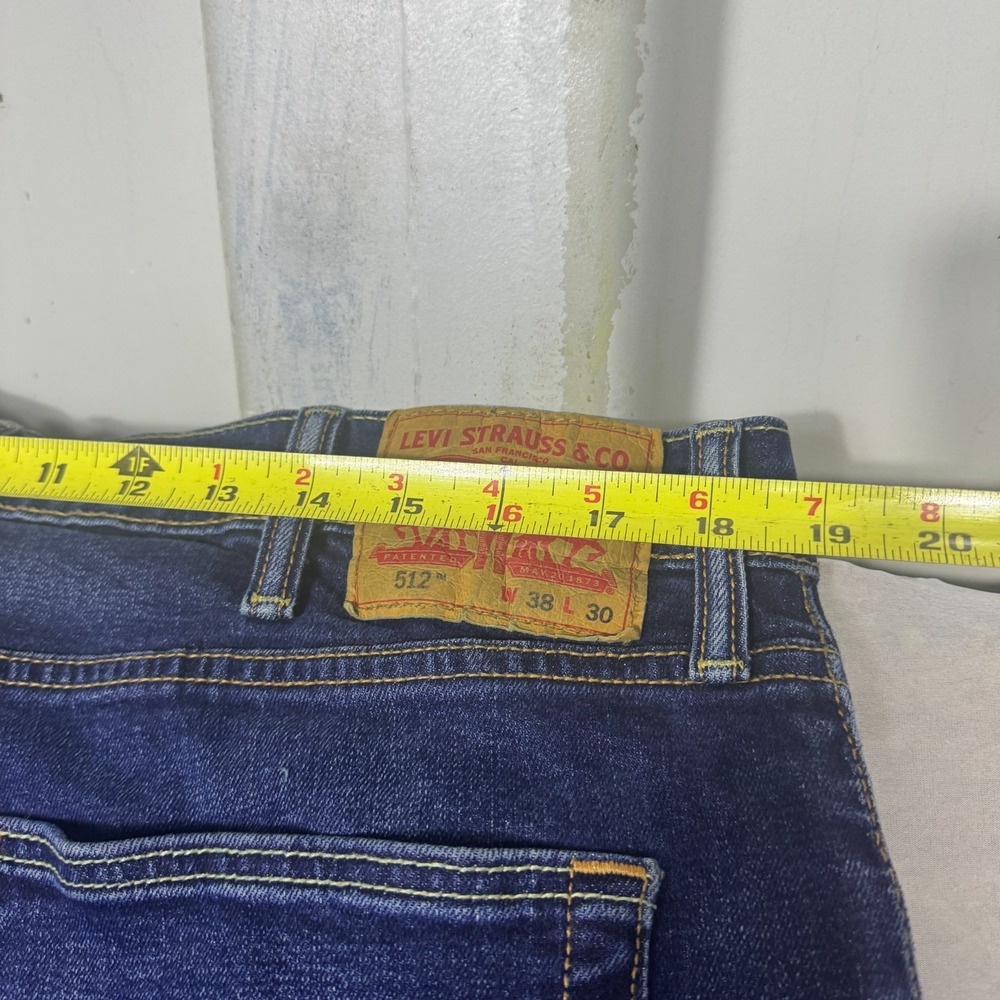 Levi's 512 Mens Tapered Leg Jeans Blue Denim Five Pockets Slim Fit‎ Size W38 L30 - Picture 15 of 16